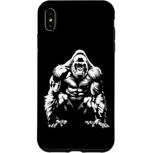 Coque pour iPhone XS Max Silhouette de gorille à dos argenté Buff Alpha - Publicité