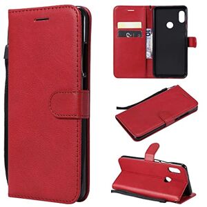 SATURCASE Étui pour Xiaomi Redmi Note 5, Classique en Cuir PU Flip Magnétique Portefeuille Fentes pour Cartes avec Dragonne pour Xiaomi Redmi Note 5 (XD-Rouge) - Publicité