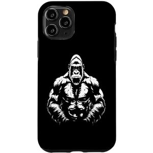 Coque pour iPhone 11 Pro Silhouette de gorille à dos argenté Buff Alpha - Publicité