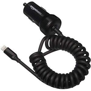 Amazon Basics AmazonBasics 5V 2.4A Coiled Cable Lightning Car Charger, 1.5', Black - Publicité