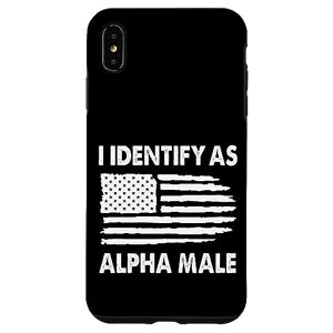 Coque pour iPhone XS Max Drapeau américain pour homme « I Identify As Alpha » - Publicité