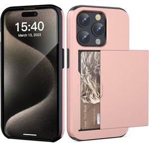 ACOCOBUY Coque pour iPhone 15 Pro Étui Portefeuille Coque avec Porte-Cartes Antichoc Étui pour iPhone 15 Pro Housse Étui Protection à Double Couche Armor Cover Bumper Housse pour iPhone 15 Pro Or Rose - Publicité