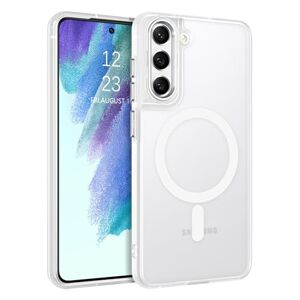 BENTOBEN Coque Samsung Galaxy S21 FE Magnétique Etui avec Protection Antichoc de Grade Militaire,Dos Mat Grivé Translucide Anti Rayures Doux pour la Peau Housse Samsung S21 FE 4G/5G -Blanc - Publicité