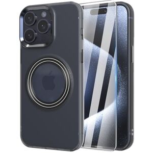 Namenand Coque Magnétique pour iPhone 15 Pro (6.1 Pouces), avec 2 Verre Trempé, Compatible avec MagSafe, Etui Translucide Mat Arrière Housse Fine Antichoc (Gris Mat) - Publicité