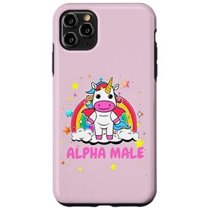 Coque pour iPhone 11 Pro Max Licorne Alpha Male Rainbow and Stars Humour Weird Y2K - Publicité