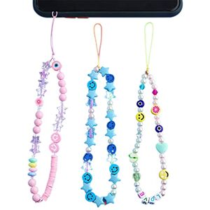 LEEQBCR 3pcs cordons pour téléphone portable, chaîne avec perles de cristal, avec fonction anti-perte et anti-vol, convient pour téléphones portables, MP3, disques U, porte-clés - Publicité