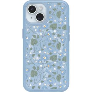 Otterbox Symmetry Series Coque transparente pour iPhone 15, iPhone 14 et iPhone 13 – Motif floral d'aube (bleu), s'enclenche sur MagSafe, ultra élégante, bords surélevés pour protéger l'appareil photo - Publicité