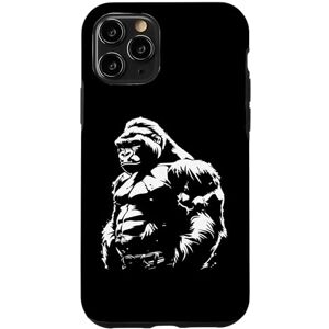 Coque pour iPhone 11 Pro Silhouette de gorille à dos argenté Buff Alpha - Publicité