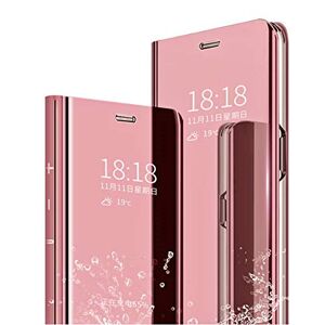 MLOTECH Coque pour Huawei P Smart Z,étui + Verre trempé Flip Clear View Translucide Miroir Cover Standing 360°Housse Antichoc Smart Cover Bumper Or Rose - Publicité