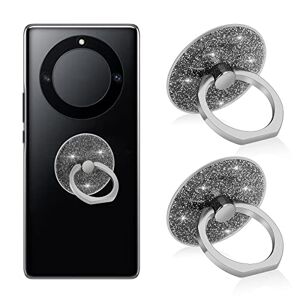 cobee Lot de 2 anneaux de support ronds à paillettes pour téléphone portable, rotation à 180/360 degrés, pour femme/fille (argent) - Publicité