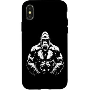 Coque pour iPhone X/XS Silhouette de gorille à dos argenté Buff Alpha - Publicité