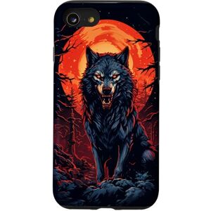 Coque pour iPhone SE (2020) / 7 / 8 Loup Alpha pleine lune pourpre – Ambiance nocturne de la forêt - Publicité