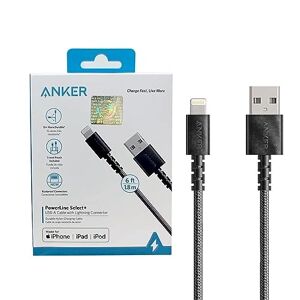 Anker Powerline II Câble Lightning [Certifié MFi 1,8 m ] Câble USB de charge/synchronisation compatible avec iPhone SE 11 11 Pro 11 Pro Max Xs Max XR X 8 7 6S 6 5, iPad et plus - Publicité