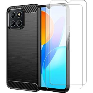 crisant Coque pour Honor X6 4G / Honor X8 5G / Honor 70 Lite 5G (Pas pour X8 4G), Noir Souple TPU Anti-Chute Étui avec Deux Film Protection d'écran en Verre Trempé pour Honor X6 4G (6,5 Pouces) - Publicité