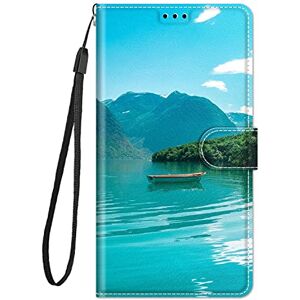 Nuxiady Coque pour Samsung Galaxy A10 / M10 PU Cuir à Rabat Housse Étui avec Mignonne Motif Dessin Design, Antichoc Portefeuille Etui Flip Folio Case Cover pour Galaxy A10, Rivière - Publicité