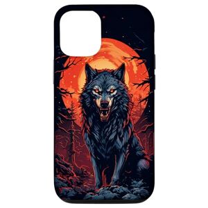 Coque pour iPhone 15 Loup Alpha pleine lune pourpre – Ambiance nocturne de la forêt - Publicité
