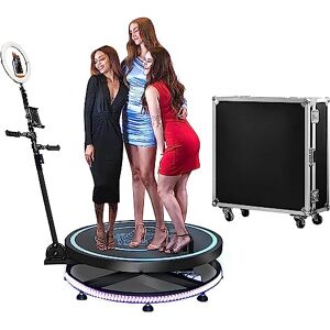 CcacHe 360 Photo Booth Machine Automatique Ralenti Rotatif Réglable Caméra Stand 360 Selfie Plate-Forme avec Anneau Lumière Parties Spin Vidéo 360pro Degré for Mariage (Color : Flight Case, Size : 115cm/45 - Publicité