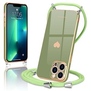 Wirvyuer Chaîne de téléphone portable compatible avec iPhone 13 Pro Max Avec cordon en silicone Pour iPhone 13 Pro Max Vert clair - Publicité