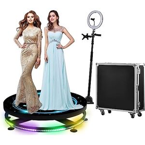 CcacHe 2023 Upgrade 360 ​​Photo Booth Machine, 360 Photo Booth for Les fêtes, 360 Camera Booth, Automatic Slow Motion 360 Spin Photo Booth avec Support Rotatif et Selfie Light (Color : Flight Case, Size : - Publicité