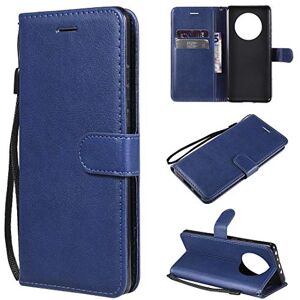 SATURCASE Étui portefeuille à rabat magnétique en cuir PU avec emplacements pour cartes et dragonne pour Huawei Mate 40 Bleu - Publicité