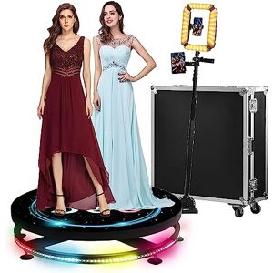 CcacHe 360 Photo Booth Machine Spinner Automatique Photobooth Vidéo Plate-Forme Équipement de Prise de Vue Surround Caméra Rotative Selfie Spin Degré avec Support Réglable for Mariage (Color : Flight Case, - Publicité