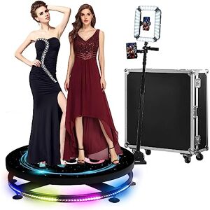 CcacHe 360 Photo Booth Machine Ralenti Rotation Portable Spin Caméra Selfie Plate-Forme avec Support Rotatif, Slow Motion Selfie Spin Plate-Forme, avec Anneau Lumineux Et Support De Caméra Réglable (Color : - Publicité