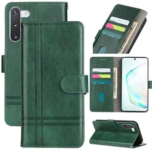 Yiscase Étui de protection en cuir compatible avec Samsung Galaxy Note 10 Étui de protection avec compartiment magnétique pour cartes Fonction support Intérieur en TPU résistant aux chocs Vert - Publicité