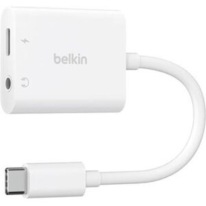 Adaptateur USB-C Belkin RockStar Blanc + audio 3,5mm + recharge Blanc - Publicité