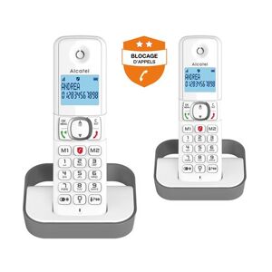 Téléphone fixe sans fil Alcatel F860 Duo Blanc et Gris Blanc et Gris - Publicité