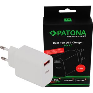 PATONA Chargeur Premium 18W PD QC 3.0 1x USB-C 1x USB-A 5V 3A