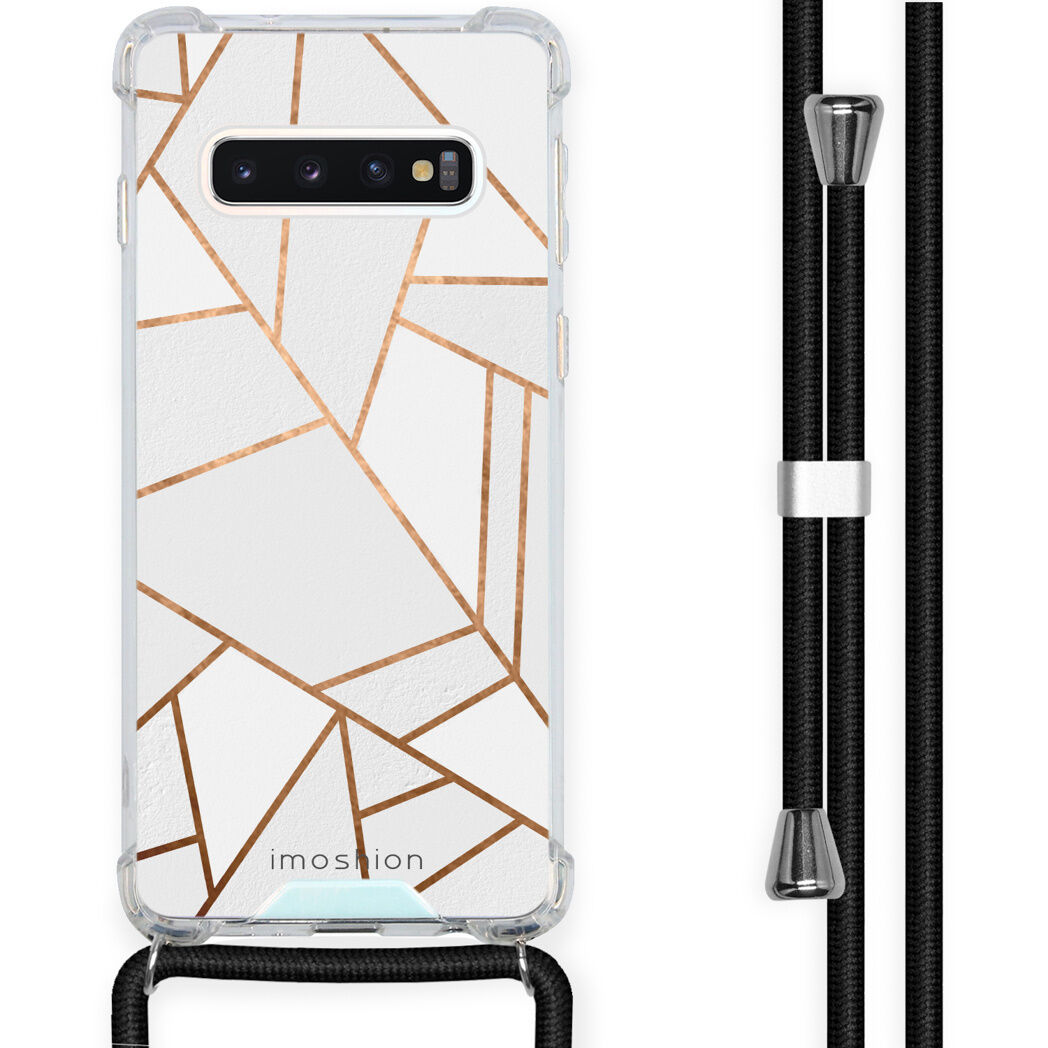 iMoshion Coque Design avec cordon pour le Samsung Galaxy S10 - Cuive graphique - Blanc / Dorée