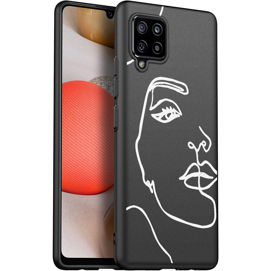 iMoshion Coque Design pour le Samsung Galaxy A42 - Visage abstrait - Blanc / Noir