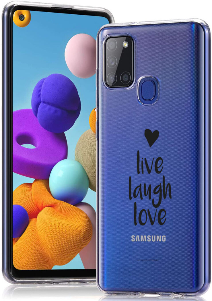 iMoshion Coque Design pour le Samsung Galaxy A21s - Live Laugh Love - Noir