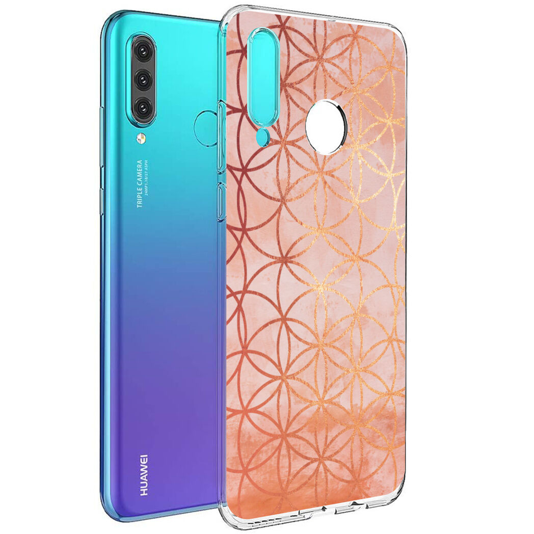 iMoshion Coque Design pour l'Huawei P30 Lite - Cercle - Rose / Dorée