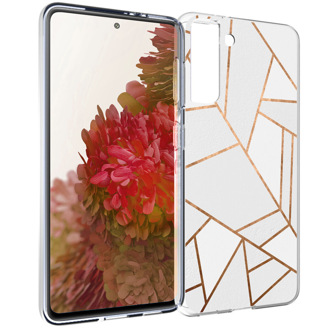 iMoshion Coque Design pour le Samsung Galaxy S21 - Cuive graphique - Blanc / Dorée