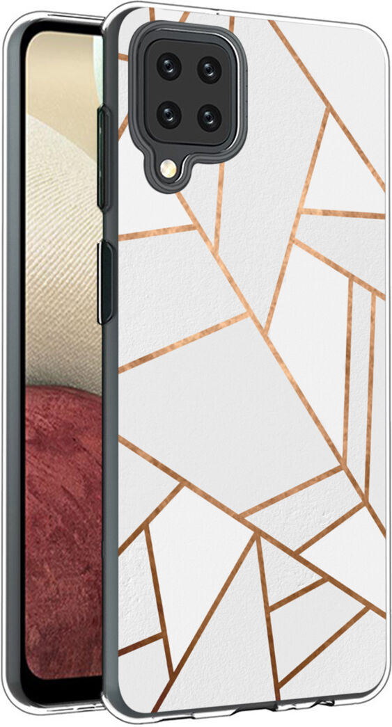 iMoshion Coque Design pour le Samsung Galaxy A12 - Cuive graphique - Blanc / Dorée