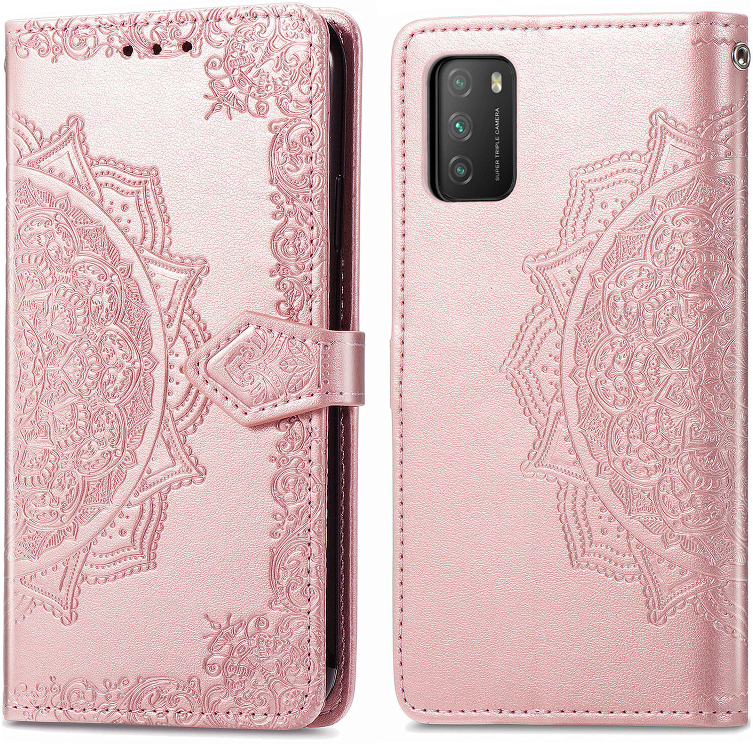 iMoshion Etui de téléphone portefeuille Mandala pour le Xiaomi Poco M3 - Rose Champagne