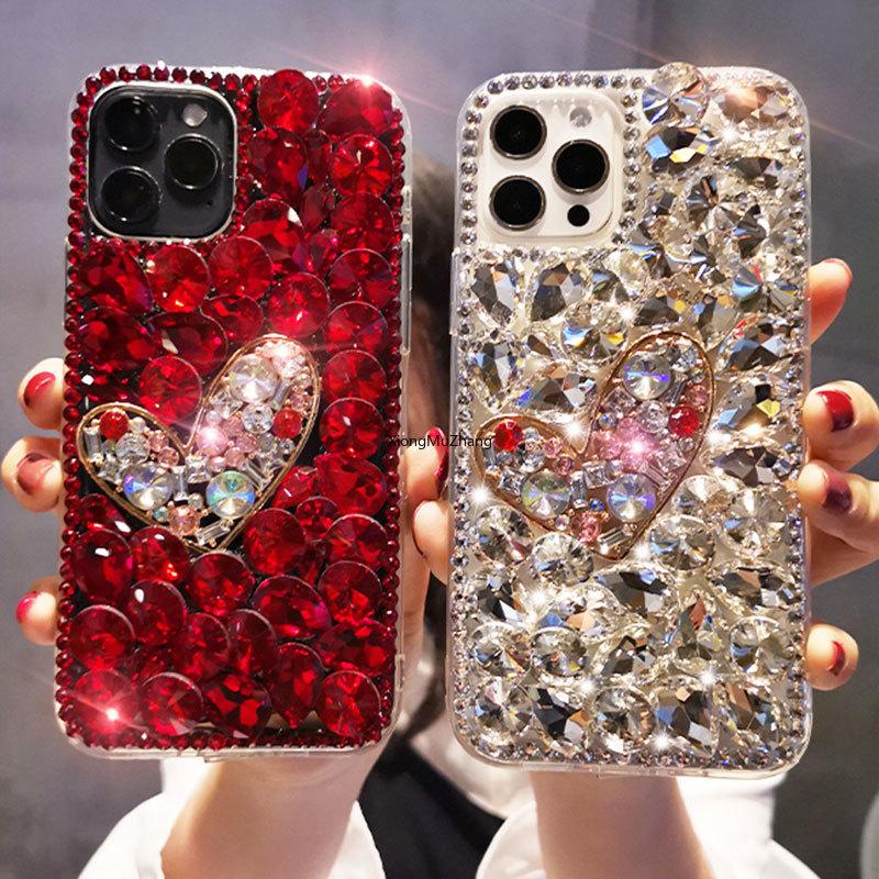 Fashion Crystal Diamond Case pour Iphone 15 14 13 12 11 Pro XS Max XR X / Samsung S23 S22 S21 S20 S10 A12 A13 A32 A52 A53 A14 / Redmi Note10 9 9A 9C 9T