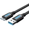 USB 3.0 A férfi és Micro-B férfi kábel Vention COPBC 0.25m Fekete PVC