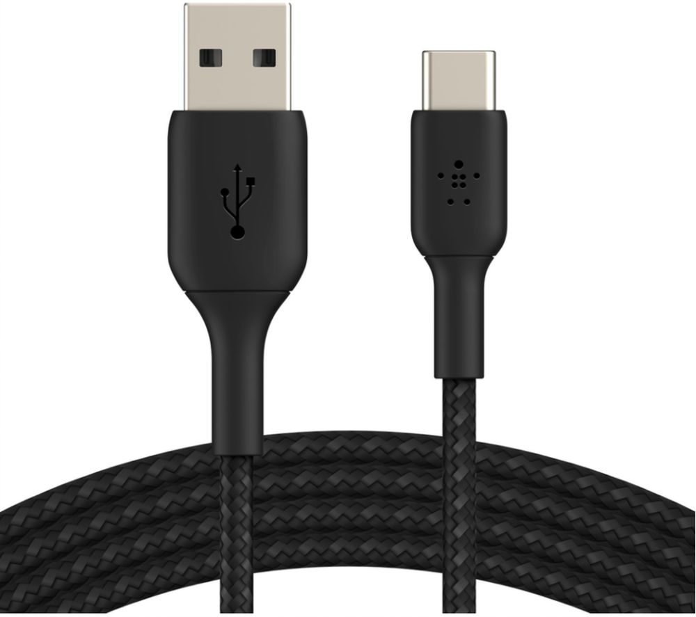 Belkin Braided USB-C to USB-A Cable - 3 m, Black, Black