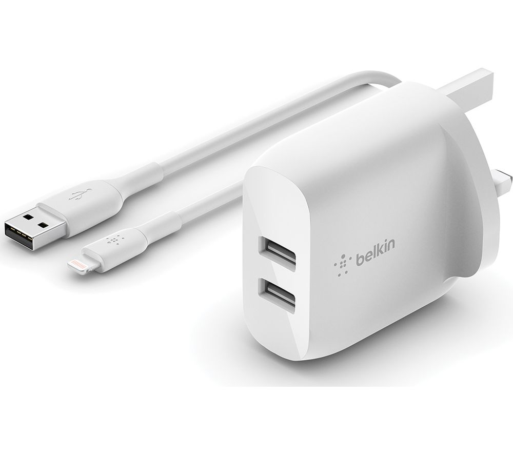 Belkin Dual USB 24 W Wall Charger - White, White