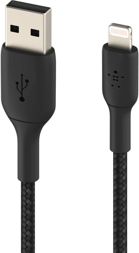 Belkin Braided Lightning to USB-A Cable - 1 m, Black, Black