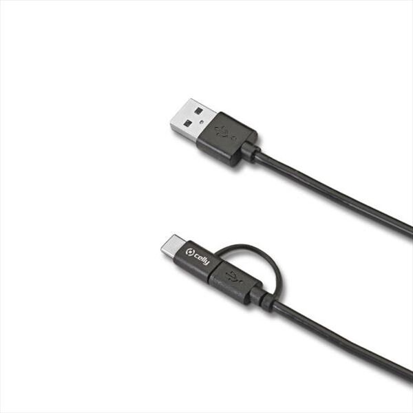 celly usb cable micro type c-nero