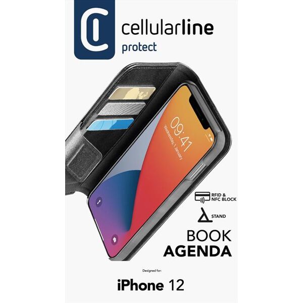 cellular line bookagenda2iph12k custodia a libro- iphone 12 mini-nero