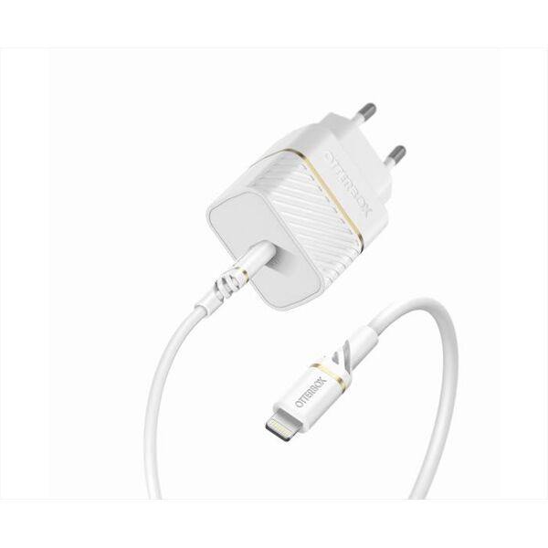 otterbox caricatore da muro usb-c 20w + cavo usb-c-lighting-bianco