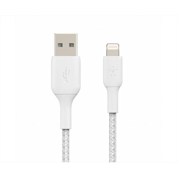 belkin cavo intrecciato da usb-a a lightning 3m-bianco