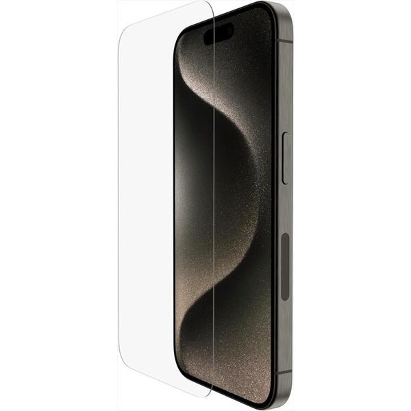 belkin vetro ultraglass antimicrobico per iphone 15 pro-trasparente