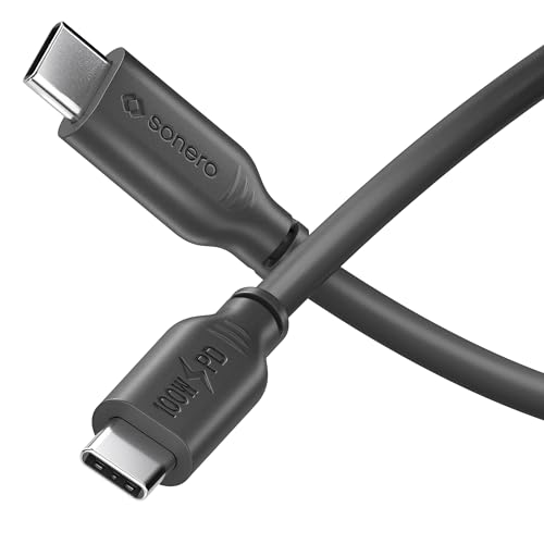 Sonero ® USB-C naar USB-C oplaadkabel, mobiele telefoonoplaadkabel, snellaadkabel, USB C, USB 2.0, 100 W PD, zwart, 1,00 m
