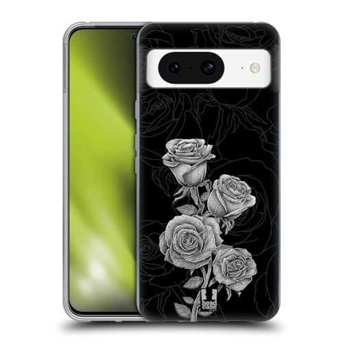 Head Case Designs Rozen Lithografische Bloeit Soft Gel Case Hoesje compatibel met Google Pixel 8