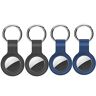 GENREEN Set van 4 verdikte AirTag-hangers, AirTags, siliconen hoes voor Apple AirTag-sleutelhanger, wasbare AirTag, draagbare AirTag-sleutelhanger, hoes voor de AirTag, grijs en blauw